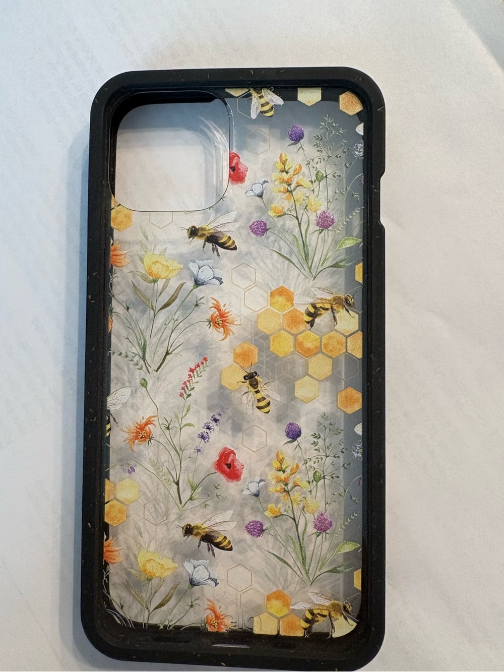 Pela Biodegradable Floral Honeybee Protective Phone Case - Black